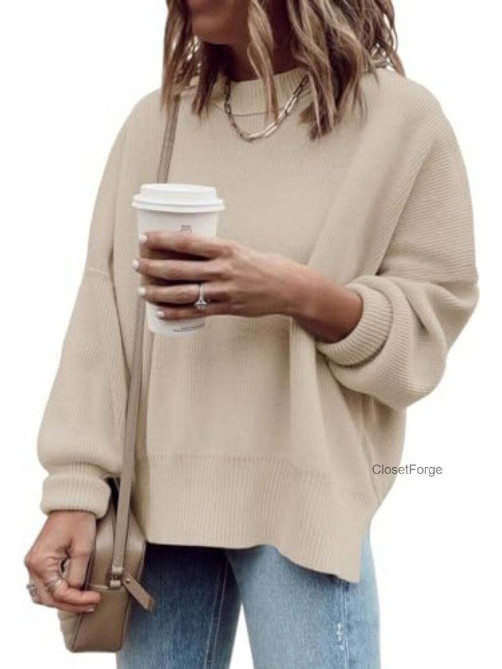 Oversized Tunic Sweater Pullover Ribbed Knit Fall Winter Long Sleeve